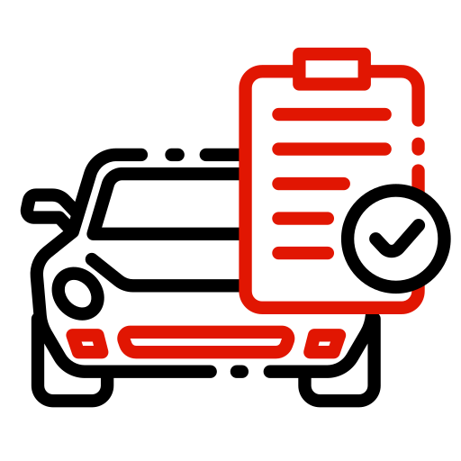 A Red Line Icon Depicting A Clipboard, Symbolizing Organization And Task Management In A Minimalist Design.