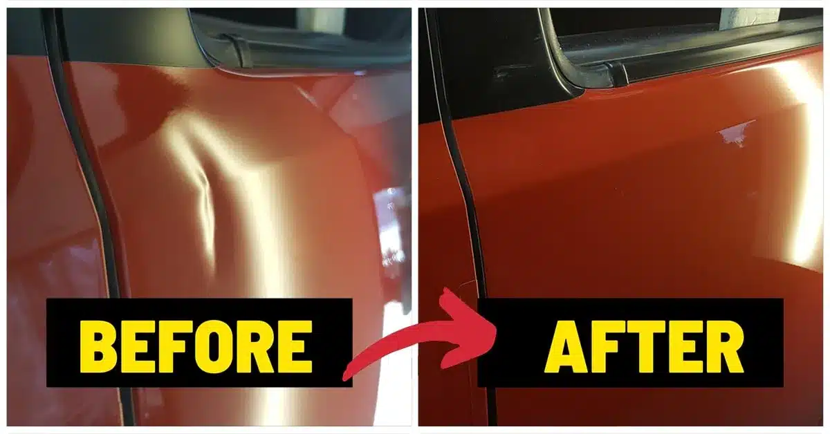Paintless dent repair before and after image-Toyota Tundra
