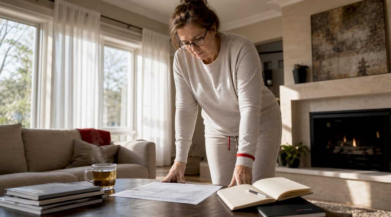 Woman reviewing dent repair contract at home table