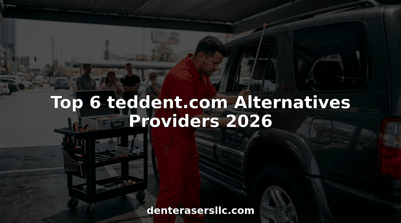 Technician Repairing Car Dent Outdoors