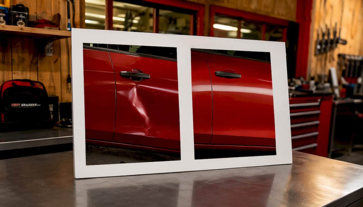 Before and after car dent repair photos