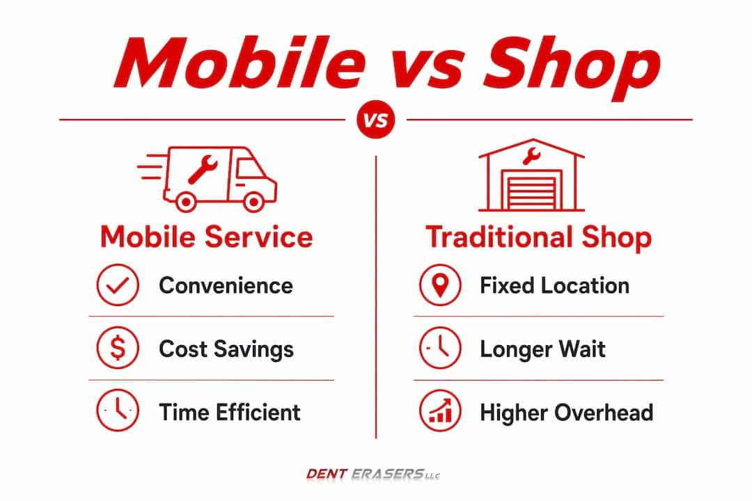 Why Mobile Service for Professionals Beats the Shop 1 Infographic Comparing Mobile And Traditional Dent Repair