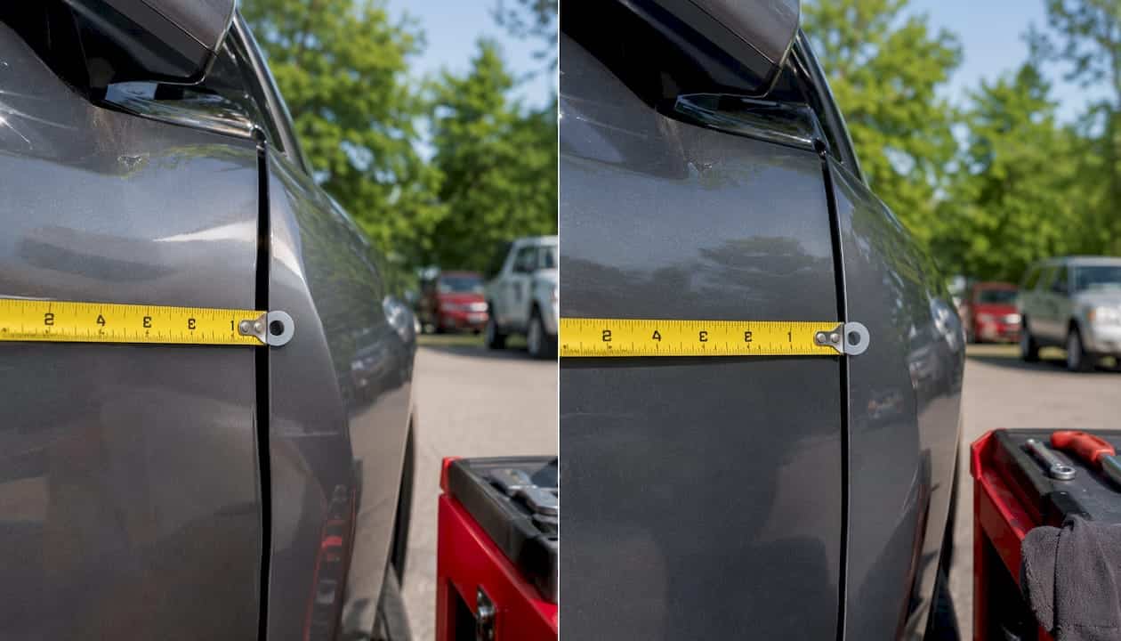 Car Panel Alignment Checklist: Pass or Call a Pro 1 Close-Up Gap Measurement Before And After Alignment