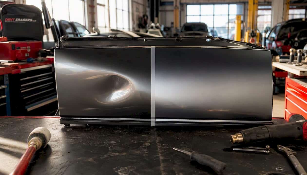Lease Vehicle Inspection Checklist: Avoid Costly Surprises 1 Before And After Car Panel Dent Repair On Tablet Screen