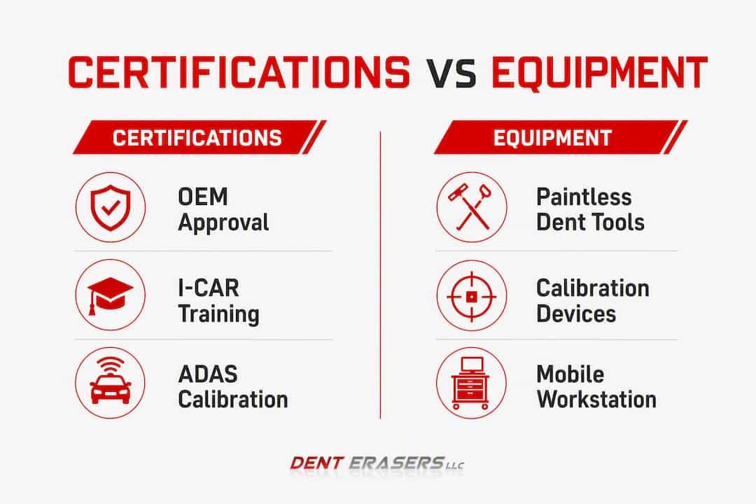 Best Onsite Collision Repair Providers: 2026 Guide 3 Infographic Comparing Certifications And Equipment