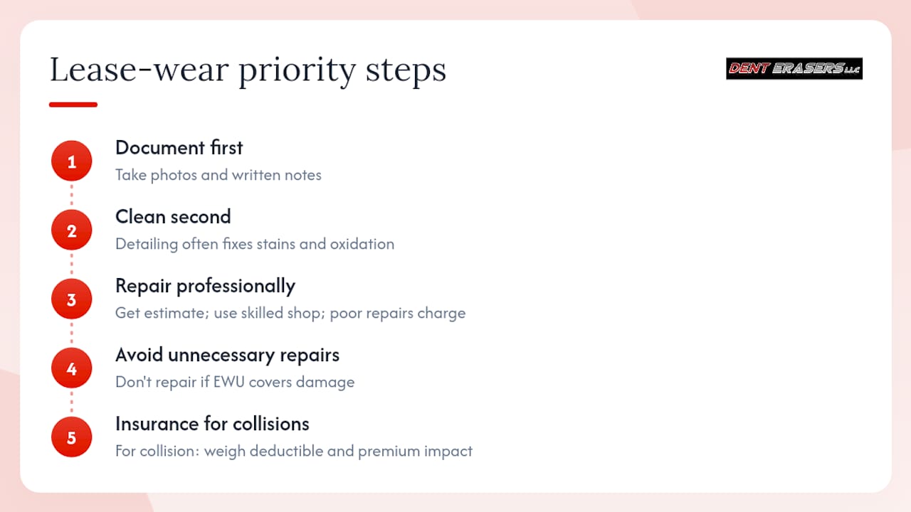 Lease Excess Wear Standards: What Lessees Must Check 2 How To Avoid Excess Wear Charges — And When To Repair — Overview Diagram