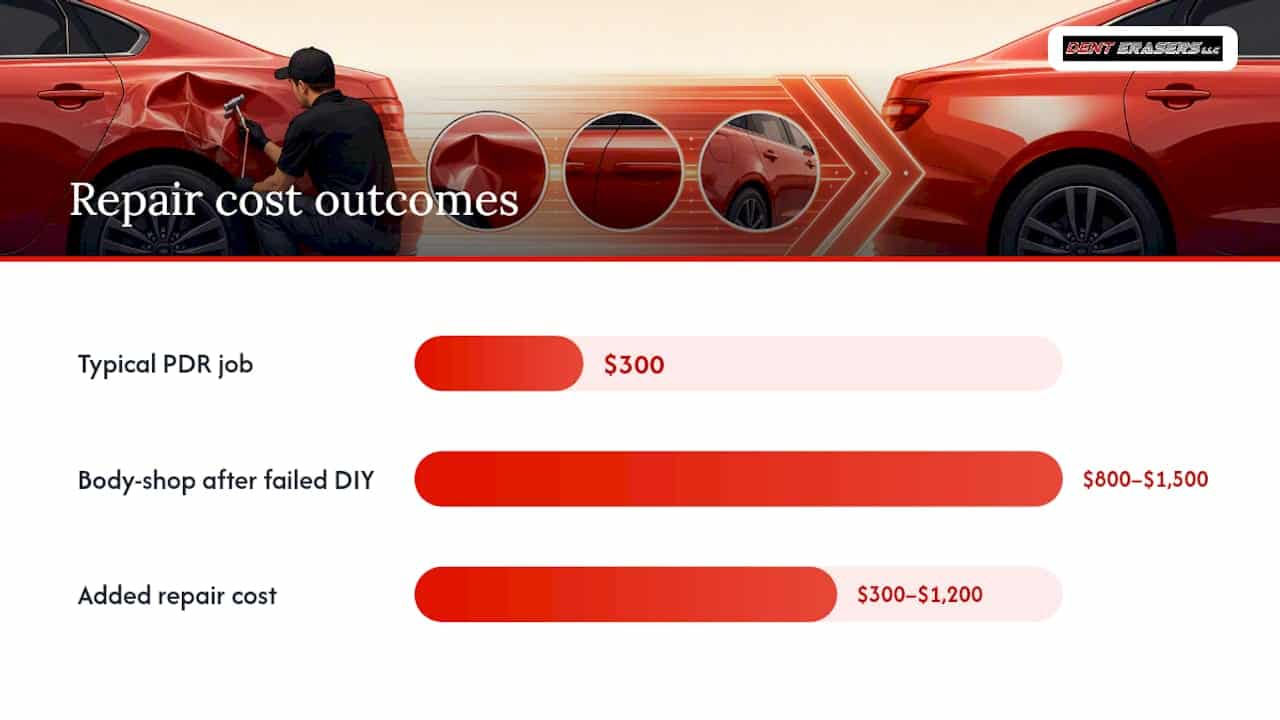 $250–$800 vs $1,200+: Large Dent Repair Cost and Three Photo Checklist 2 When Is Diy Dent Repair A Bad Idea? — Overview Diagram