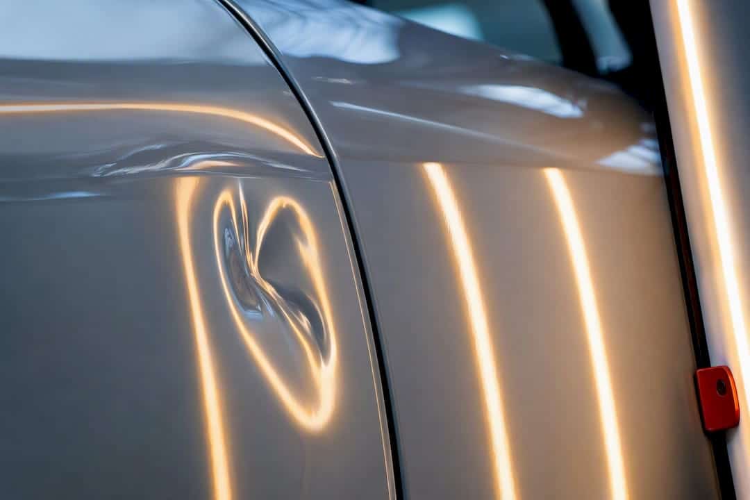 Before and after repaired dent panel