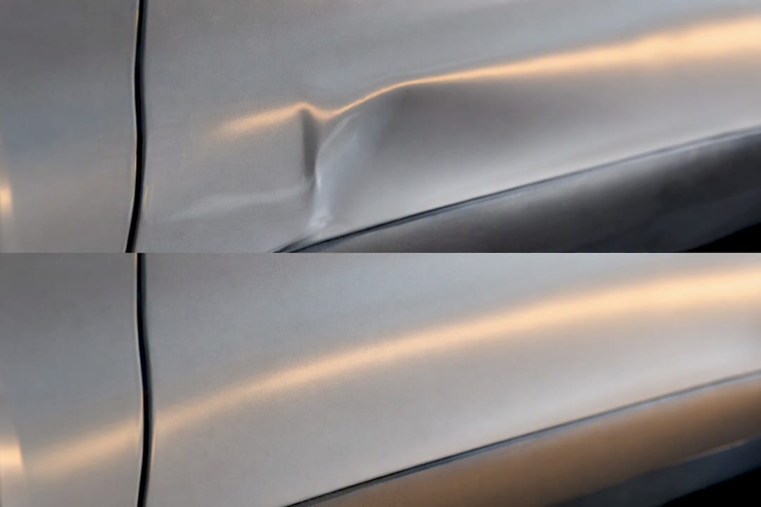 Glue Pull Dent Repair: 3 Checks Before DIY or Call a Pro 1 Before-And-After Professional Dent Repair Detail