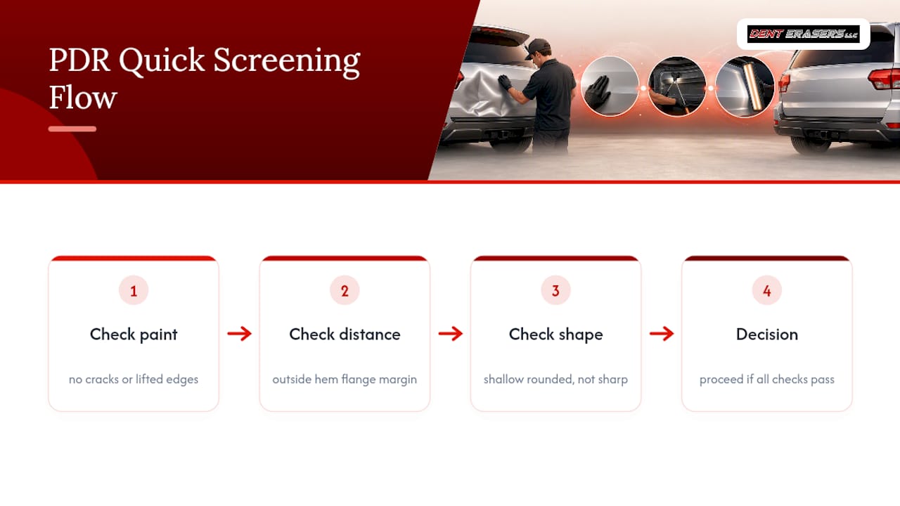 Avoid a $900 Repair: SUV Tailgate Dent Repair Checks 1 Three-Step Pdr Dent Inspection Checklist