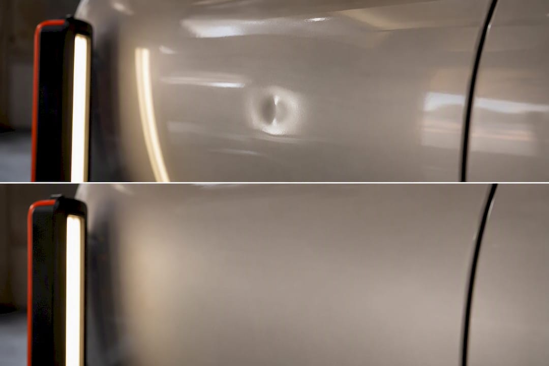 Know in 10 Minutes Whether PDR Can Fix Your Sharp Dent 1 Rounded Dent Before And After Repair