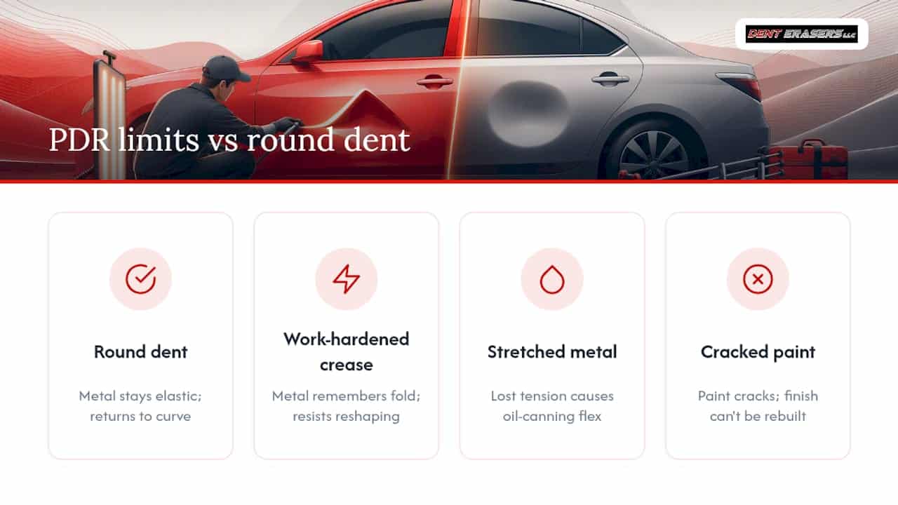 Know in 10 Minutes Whether PDR Can Fix Your Sharp Dent 2 Diagram Of Sharp Dent Pdr Limitations