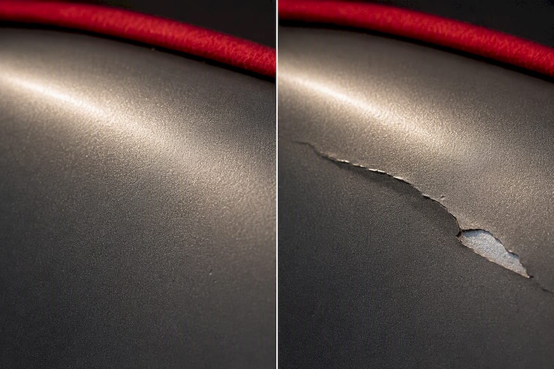 30x Inspection Shows When PDR Won't Fix Cracked Paint for Drivers 1 Before And After Clear Coat Delamination