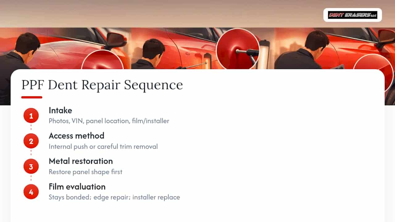 3 Technician Checks Drivers Need Before Paintless Dent Repair on PPF 2 Ppf Dent Repair Inspection And Repair Sequence