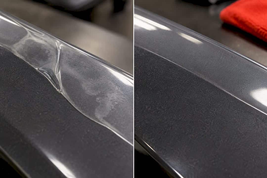 3 Technician Checks Drivers Need Before Paintless Dent Repair on PPF 1 Whitened And Lifted Paint Protection Film