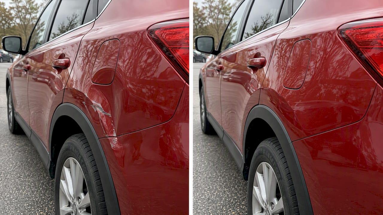 PDR Tradeoffs: Intact Paint Is Only Half the Test for Car Owners 1 Before-And-After Comparison Of Paint-Damaged Dent Repair