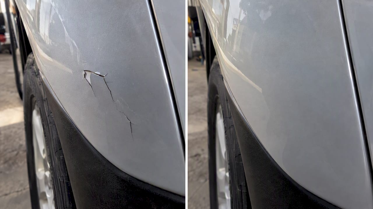 U.S. Aluminum Dent Repair Costs: Why $150–$500 Isn’t the Whole Quote 1 Before-And-After Chipped Paint On Aluminum Panel