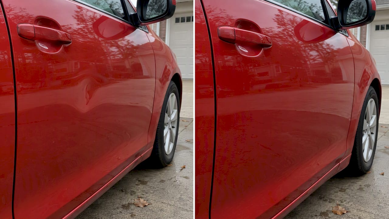 Discovery Bay 71 Before-And-After View Of A Small Door Dent