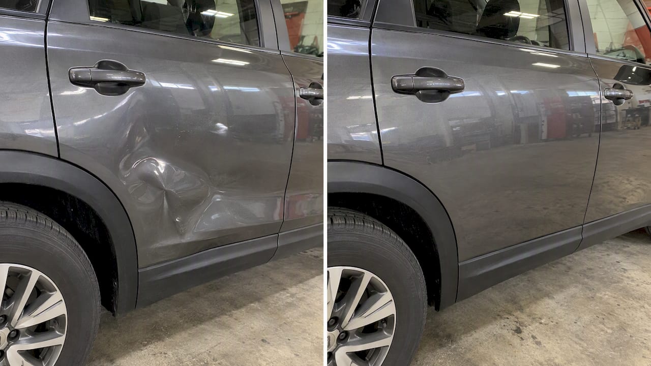Ceramic Coating After Dent Repair: What to Do First 1 Rear Door Panel Before And After Repaint