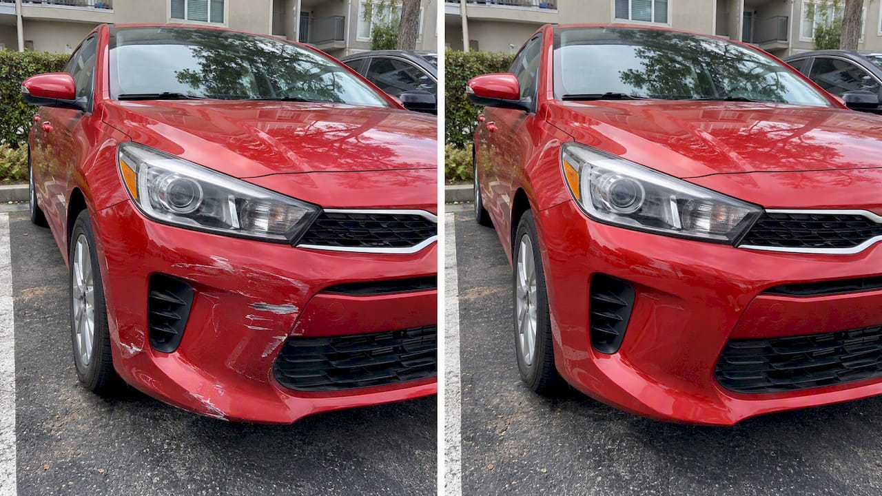 Before-and-after mobile bumper scuff repair